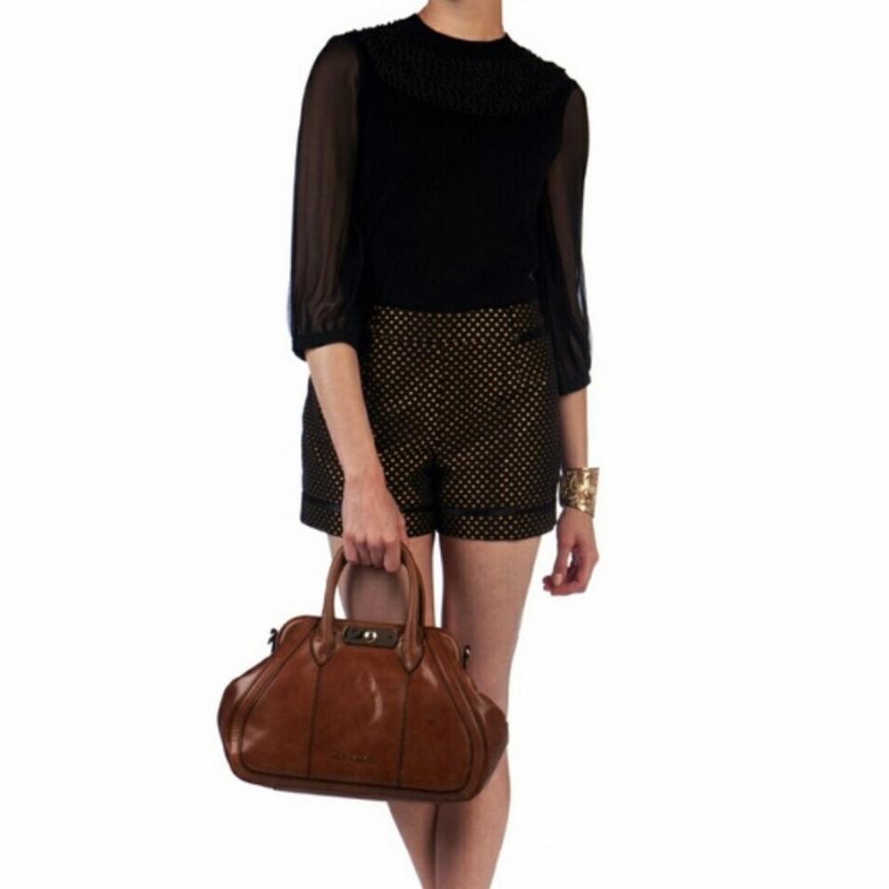 Ted Baker Astet black gold sheen polka dots size 0